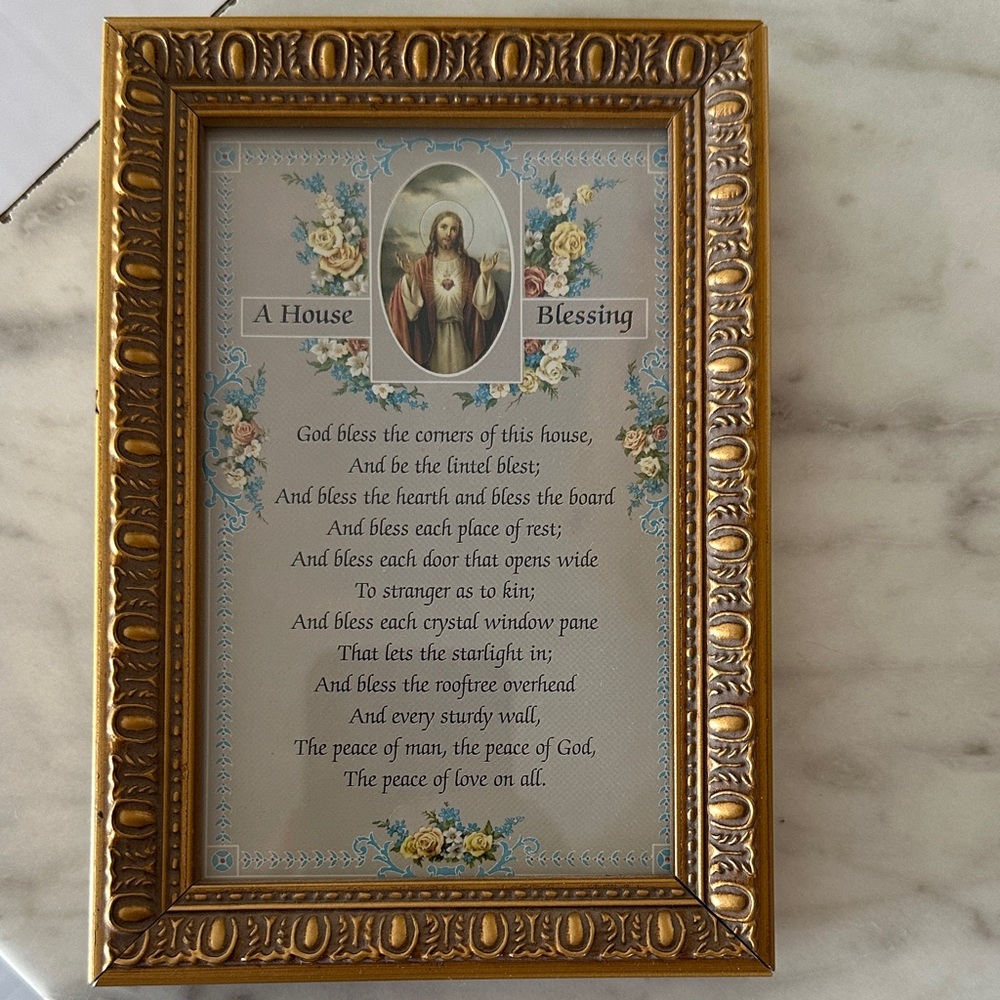 Gold Ornate Religious House Blessing Frame